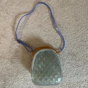 Mini JELLY Crossbody Bag, Quilted Look, Full Zippers, Clear/Orange/Purple